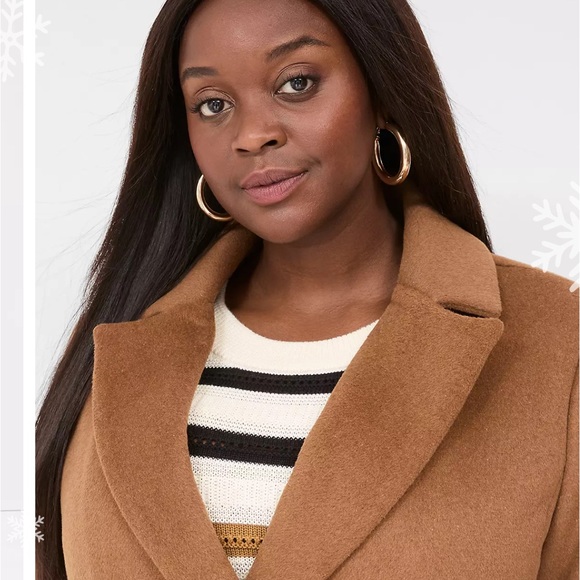 LANE BRYANT NWT Women's Size 18/20 Tan Double-Breasted Coat 2X - Picture 3 of 5